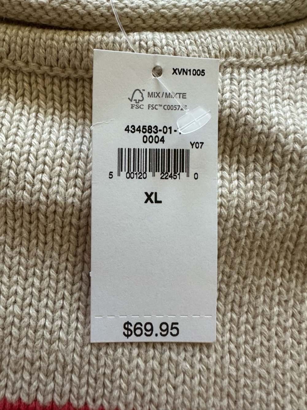 Gap 100% Cotton 24/7 Split-Hem Roll Neck Sweater in Cream & Coral Size XL - Picture 7 of 12